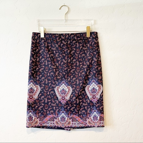 J. Crew The Pencil Skirt Paisley Print Straight Purple - Picture 1 of 6